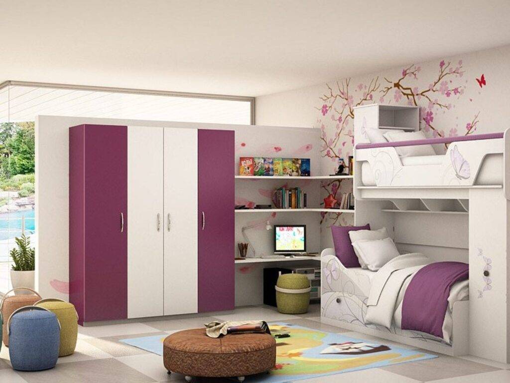 6 2023 Wardrobe Colour Inspiration for your bedroom 3 white and purple wardrobes