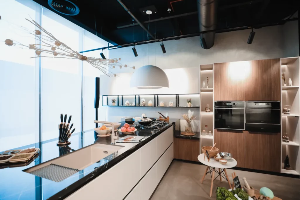 kitchen cabinets, countertops, and appliances in Dubai