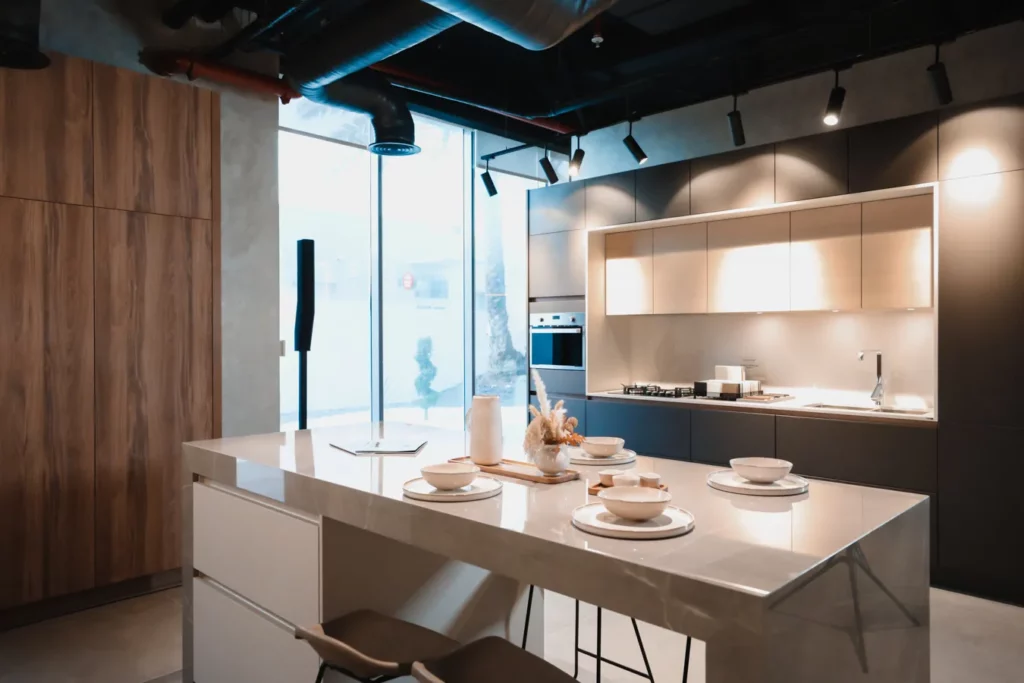 kitchen cabinets, countertops, and appliances in Dubai